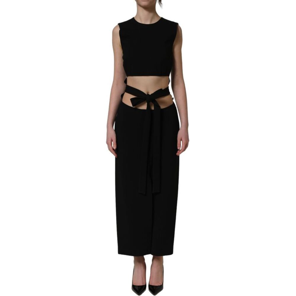 Dolce & Gabbana Black Cut Out Detail Sleeveless Maxi Women's Dress